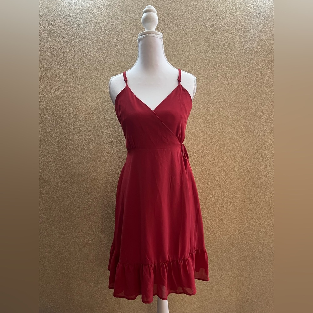 Wine Red Wrap Dress